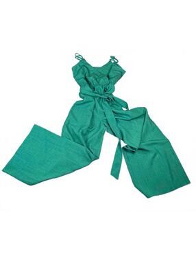 Flying Tomato Green Sleeveless Wide Leg Jumpsuit Small